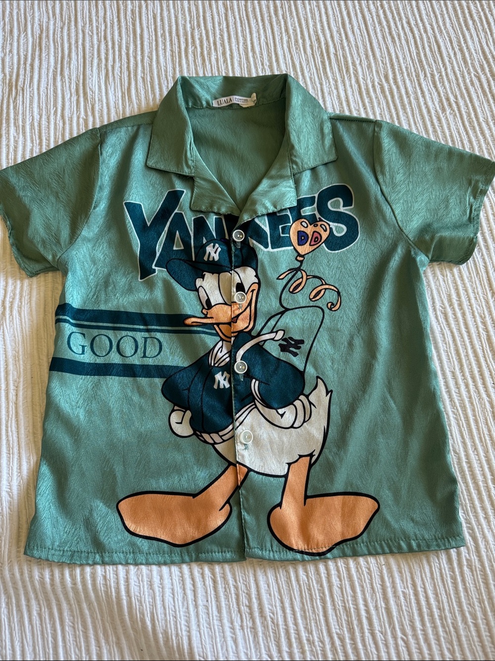 Kids Yankees Donald Duck Pajama Top Shirt sz 7